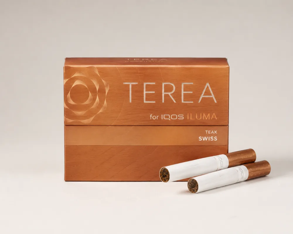 Terea Teak Swiss pack for IQOS ILUMA in Dubai UAE, warm woody nutty classic tobacco sticks