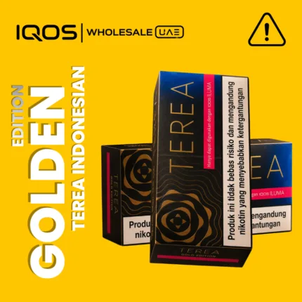 Terea Golden Indonesia for IQOS ILUMA in Dubai UAE, smooth clove tobacco sticks with ripe plum aroma, wholesale and retail