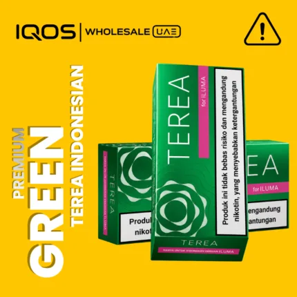Terea Green Indonesia for IQOS ILUMA in Dubai UAE, crisp menthol tobacco sticks with fresh green notes, wholesale and retail