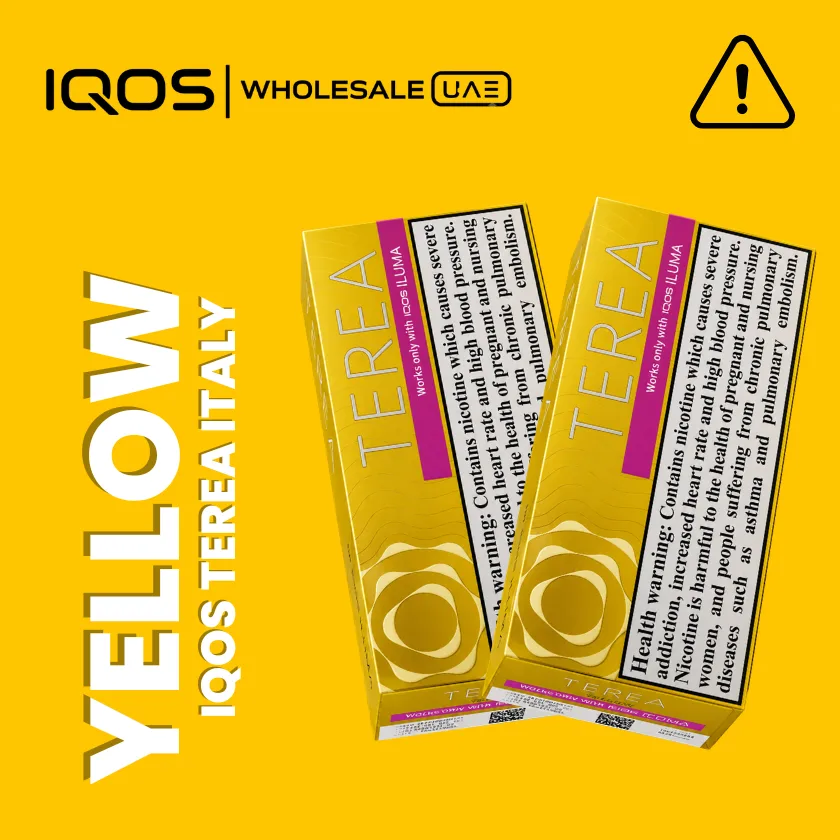 Terea Yellow Italy for IQOS ILUMA in Dubai UAE, premium light citrus tobacco sticks, wholesale and retail Terea Yellow Italy for IQOS ILUMA in Dubai UAE, premium light citrus tobacco sticks, wholesale and retail