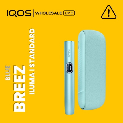 IQOS ILUMA i Breeze Blue heated tobacco device in Dubai UAE, two-piece holder and charger for Terea sticks, wholesale and retail