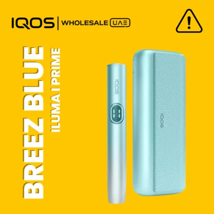 IQOS ILUMA i PRIME Breeze Blue premium heated tobacco device in Dubai UAE, two-piece holder and charger for Terea sticks, wholesale and retail
